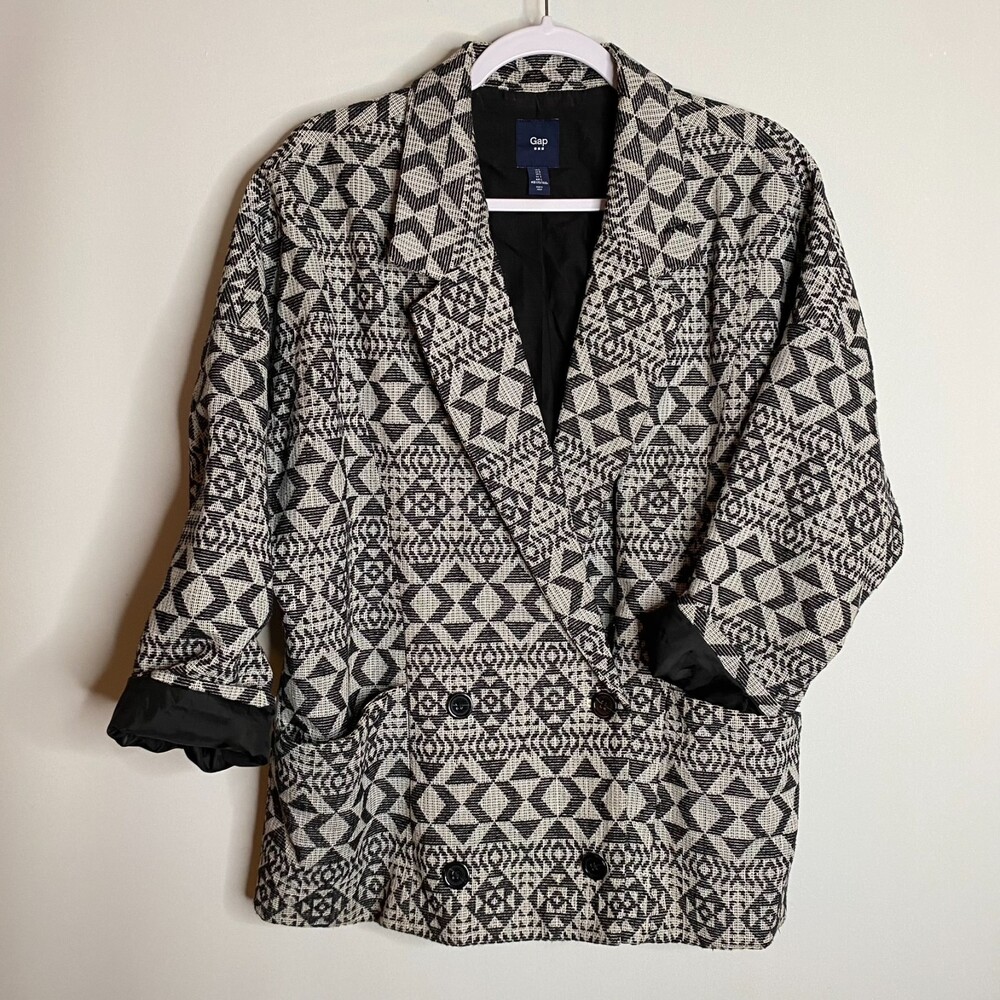 VTG Gap Boho Southwestern Aztec Pattern Art to Wear Woven Lined Pockets Blazer L
